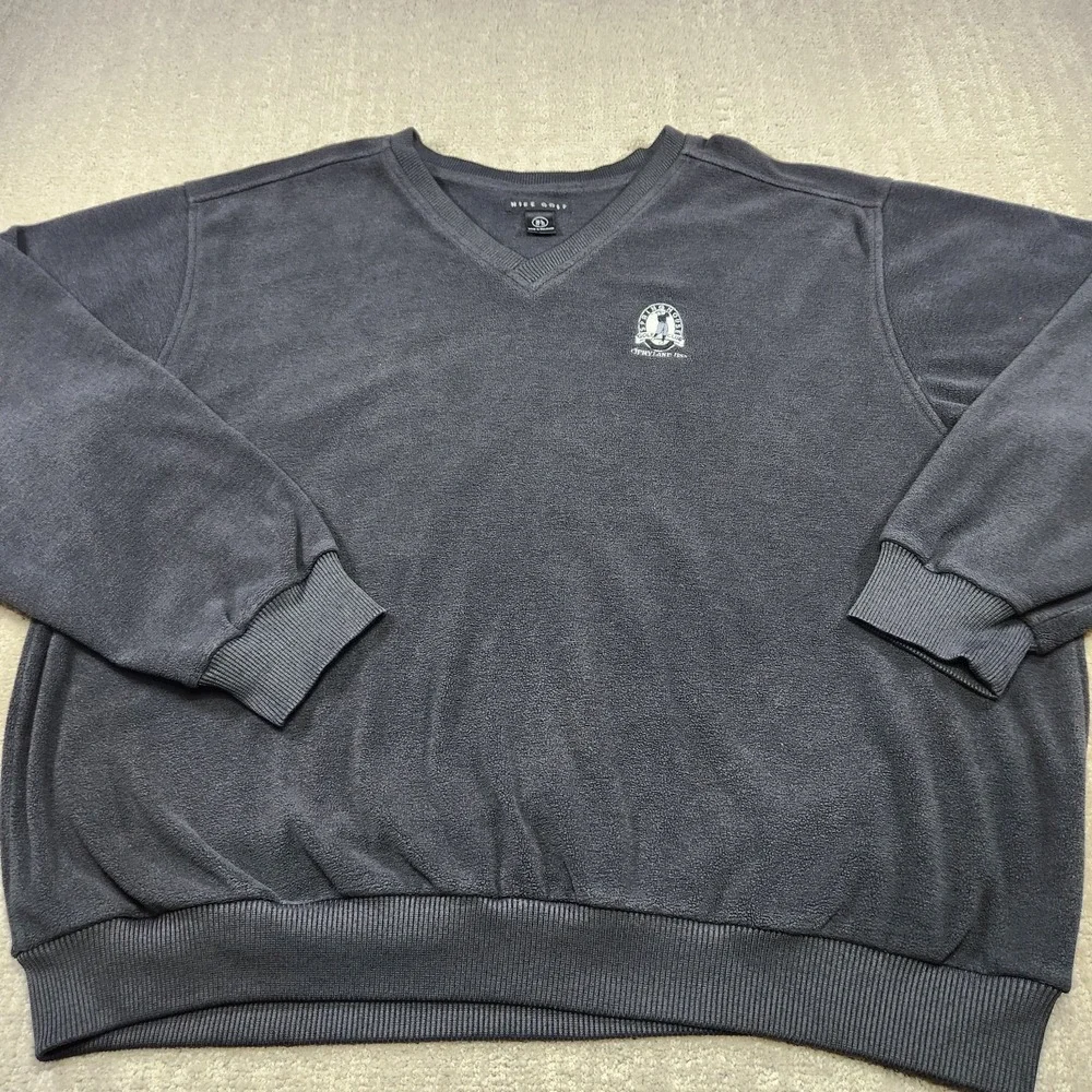 Vintage Nike Golf Sweater Men XL V Neck Spring House Golf Club Black Fleece
